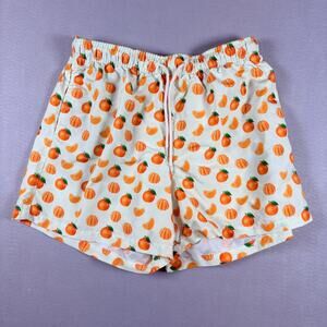 Happy Hour Men's Medium Orange Tangerine Fruit Print Swim Trunks